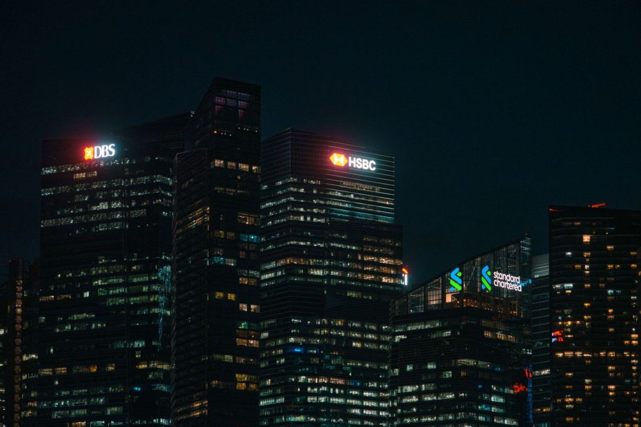 Singapore financial district at night - CPFIS investment